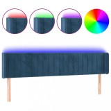 Cumpara ieftin Tablie de pat cu LED, albastru inchis, 203x16x78/88 cm, catifea