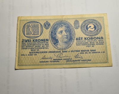 2 Kronen Korona Coroane 1914 foto