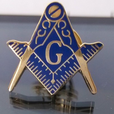 Pin francmason Echer Compas Albastru foto