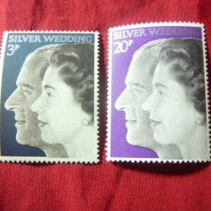 Serie Marea Britanie 1972 - Nunta de Argint , 2 valori