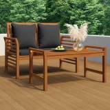 vidaXL Set mobilier grădină cu perne gri &icirc;nchis, 2 piese, lemn masiv