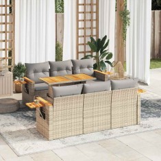 vidaXL Set canapele grădină cu perne 7 piese bej poliratan/lemn acacia 3327559