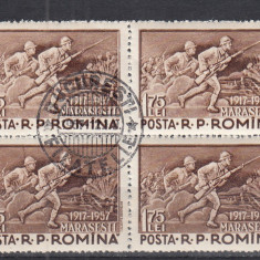 ROMANIA 1957 LP 436 - 40 DE ANI DE LA BATALIA DE LA MARASESTI BLOC 4 STAMPILAT