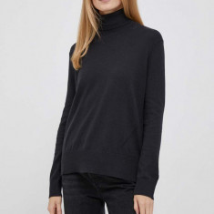 Pepe Jeans pulover din amestec de lana Donna femei, culoarea negru, light, cu guler