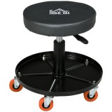 HOMCOM Scaun Atelier cu Roți și Suport pentru Scule, Scaun de Lucru cu &Icirc;nălțime Reglabilă și Rotire 360&deg;, 40x40x48cm, Negru | Aosom Romania