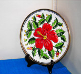 Farfurie (Aplica) ceramica decor cloisonne, handmade - Hibiscus - Dakas Keramik