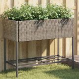 vidaXL Jardinieră de grădină cu raft, gri, poliratan 366386