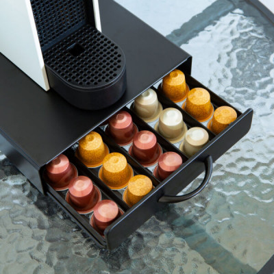 Suport metalic pentru capsule cafea - pentru 50 buc capsule Nespresso - 365 x 214 x 60 mm - negru mat foto