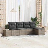 Cumpara ieftin Set de canapele pentru grădină cu pernă 5 pcs Gri Rattan poli
