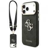 Husa pentru Apple iPhone 18 Pro Max / 17 Pro Max, Guess, Big 4G Classic Logo &amp; Big Strap Metal Buttons, Neagra