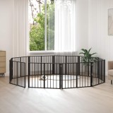 vidaXL Poartă pentru c&acirc;ini 10 pcs Negru 80 x 60 cm Oțel Galvanizat 892013