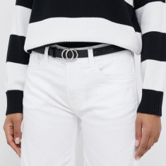 Pepe Jeans pantaloni scurti jeans Poppy femei, culoarea alb, neted, medium waist
