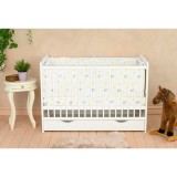 Patut bebe lemn Qmini Julia 120x60 cm alb, cu sertar, 3 in 1