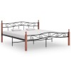 VidaXL Cadru de pat, negru, 200x200 cm, metal și lemn masiv de stejar 324910