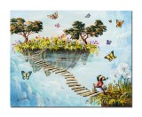 Cumpara ieftin Tablou pictat manual, Oaza in Paradis, 50x40cm ulei pe panza, Stefan Bilibou