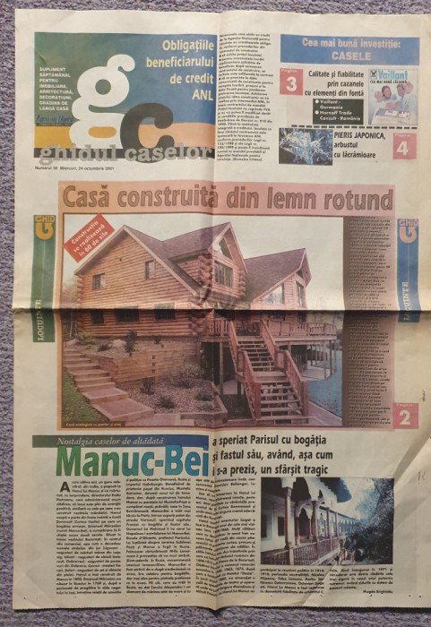 Ziarul Ghidul caselor, nr 36, 24 oct 2001, 4 pagini