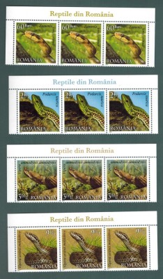 Romania 2011 Fauna Reptile Serpi Vipere MNH Triptic serii complete LP 1887 foto