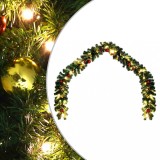 VidaXL Ghirlandă de Crăciun decorată cu globuri și lumini LED, 5 m