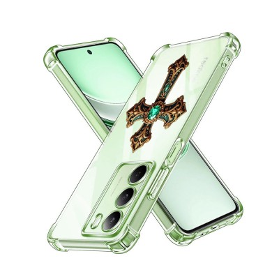 Husa antisoc pentru realme 14x - airbag tpu, col&amp;Egrave;uri ranforsate - cross smarald foto