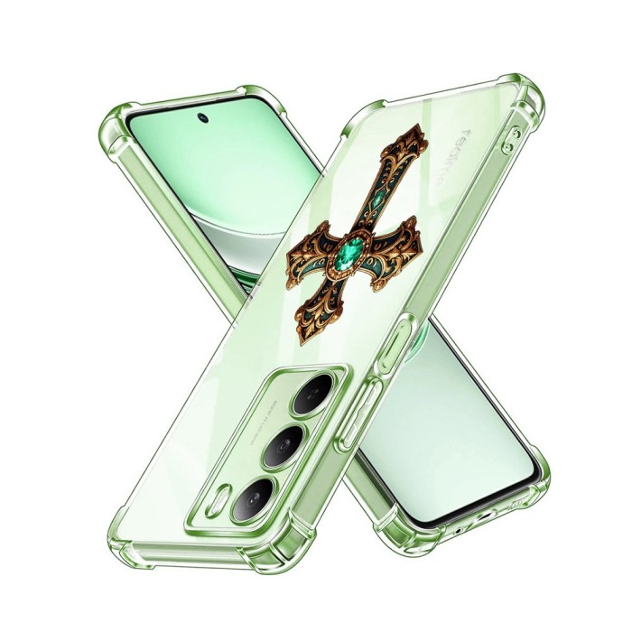Husa antisoc pentru realme 14x - airbag tpu, col&Egrave;uri ranforsate - cross smarald