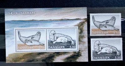 Danemarca 2005 fauna polară, foca , bloc + serie nestampilata foto