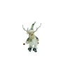 Ornament de craciun ren pe schiuri, flippy, alb/verde, textil, 33 cm