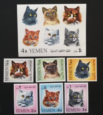 YEMEN K.-PISICI-serie 6 V. + 1S/Sh-MNH**.- YK 010B