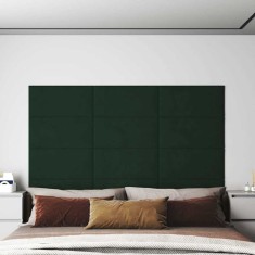 vidaXL Panouri de perete 12 buc. verde &icirc;nchis 60x30 cm catifea 2,16 m&sup2;