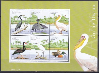DB1 Fauna Africana Guineea Bissau Pasari de Apa MS MNH foto