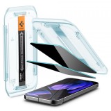 Folie de protectie Ecran Privacy Spigen EZ FIT pentru Google Pixel 9 / Pixel 9 Pro, Sticla Securizata, Full Glue, Set 2 bucati