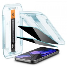 Folie de protectie Ecran Privacy Spigen EZ FIT pentru Google Pixel 9 / Pixel 9 Pro, Sticla Securizata, Full Glue, Set 2 bucati