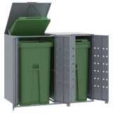VidaXL Depozitare coș gunoi cu roți 2 coșuri gri 138x79x117 cm oțel