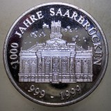 7.316 GERMANIA MEDALIE 1000 JAHRE SAARBRUCKEN SAARBR&Uuml;CKEN 999-1999 2, Europa