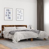 Cumpara ieftin Cadru de pat, stejar fumuriu 200x200 cm lemn prelucrat și metal