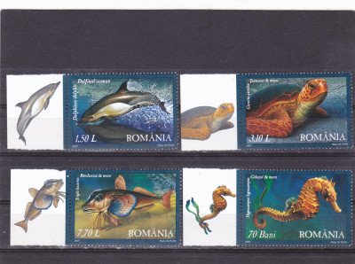 ROMANIA 2007 LP 1755 FAUNA DIN MAREA NEAGRA SERIE IN PERECHE CU TABS PE STG. MNH foto