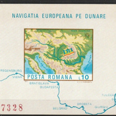 C1909 - Romania 1977 - Navigatia pe Dunare bloc nedantelat,neuzat,perfecta stare