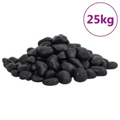 vidaXL Pietricele lustruite, 25 kg, negru, 2-5 cm 155328