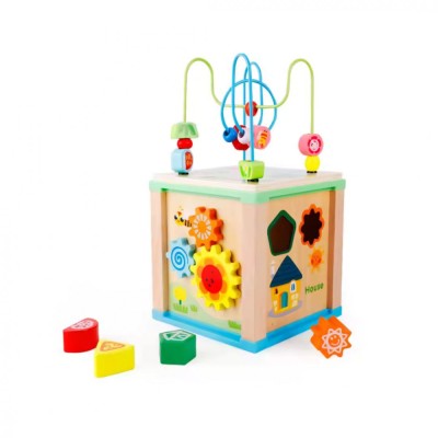 Cub educativ Montessori din lemn 5 in 1 foto