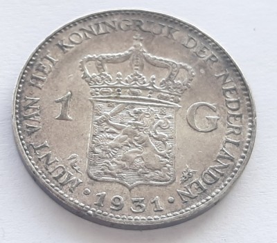 420. Moneda Olanda 1 gulden 1931 (Piek - Opgestoken Haar) foto