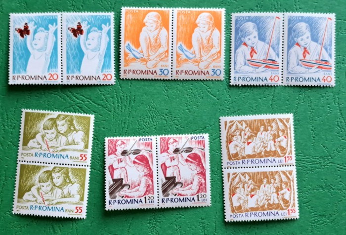 TIMBRE ROMANIA MNH L.P. 548/1962 -Copii in R.P.R. - Serie in pereche -