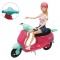 Jucărie Vespa cu Păpușă, Păr Blond, Cască Roz, Rucsac Roz, Multicolor