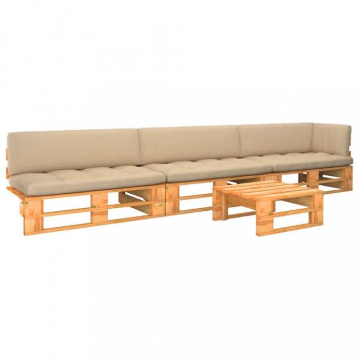 vidaXL Set mobilier paleți, 4 piese, maro miere, lemn de pin tratat 3066736