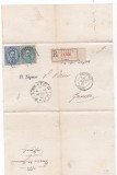 AMS @ - SCRISOARE ITALIA, TORINO, ANUL 1883, CU FRANCATURĂ MULTIPLĂ, RECOMANDATA