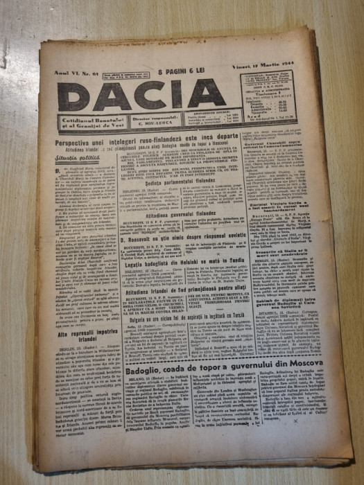 Dacia 17 martie 1944-stiri al 2-lea razboi mondial,art.lugoj,resita,sannicolau