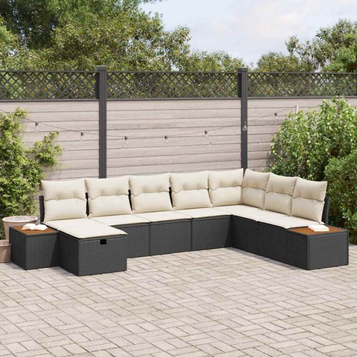 vidaXL Set de canapele pentru grădină 8 pcs Negru 55 x 62 x 69 cm 3360986