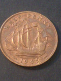 Half Penny 1949 , UK, stare EF+ [poze]. Discount conform descriere [10 - 20 %. Vezi descrierea.]., Europa