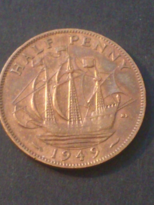 Half Penny 1949 , UK, stare EF+ [poze]. Discount conform descriere [10 - 20 %. Vezi descrierea.].
