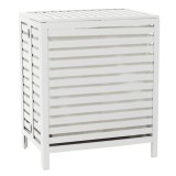 Cumpara ieftin Cos de rufe din bambus si textil alb Menork 60x46x60 cm