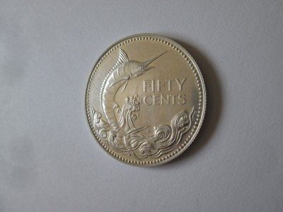 Bahamas 50 Cents 1977 Proof aUNC argint,moneda comemorativa,diam=29 mm foto