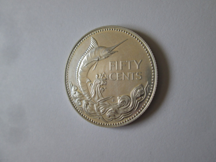 Bahamas 50 Cents 1977 Proof aUNC argint,moneda comemorativa,diam=29 mm